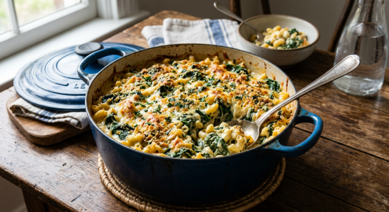 Baked Macaroni and Cheese with Spinach